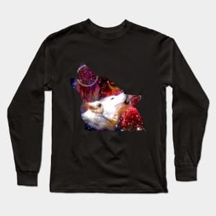 Howling Wolf Art Starry Fantasy Long Sleeve T-Shirt